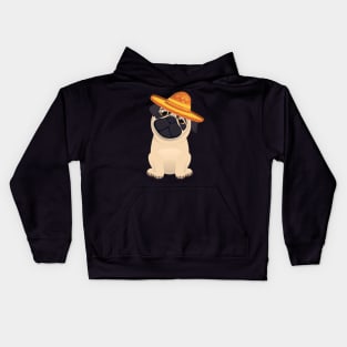 Cute dog pug mexico cinco de mayo Kids Hoodie